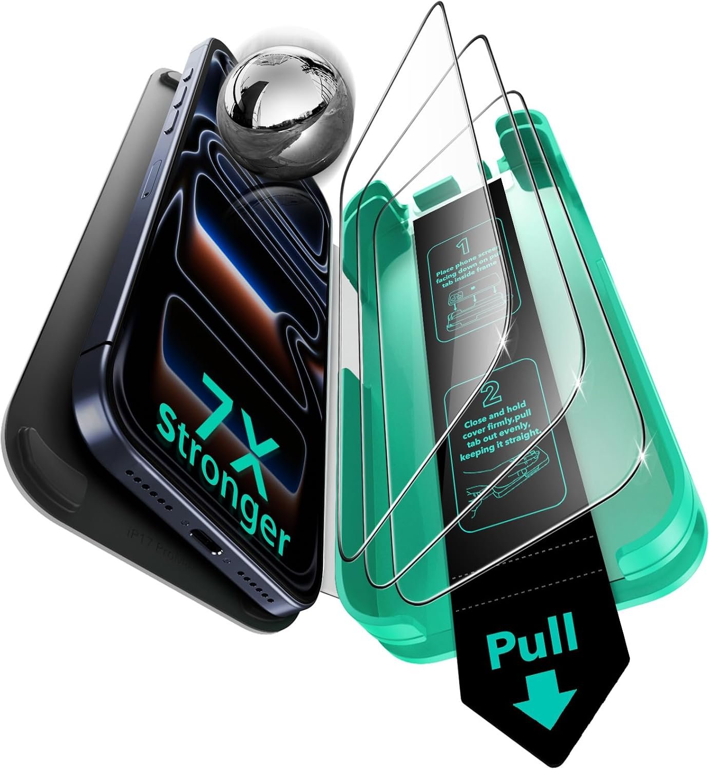 ESR three-pack of tempered-glass screen protectors for iPhone 17 Pro Max with an install frame in the box.