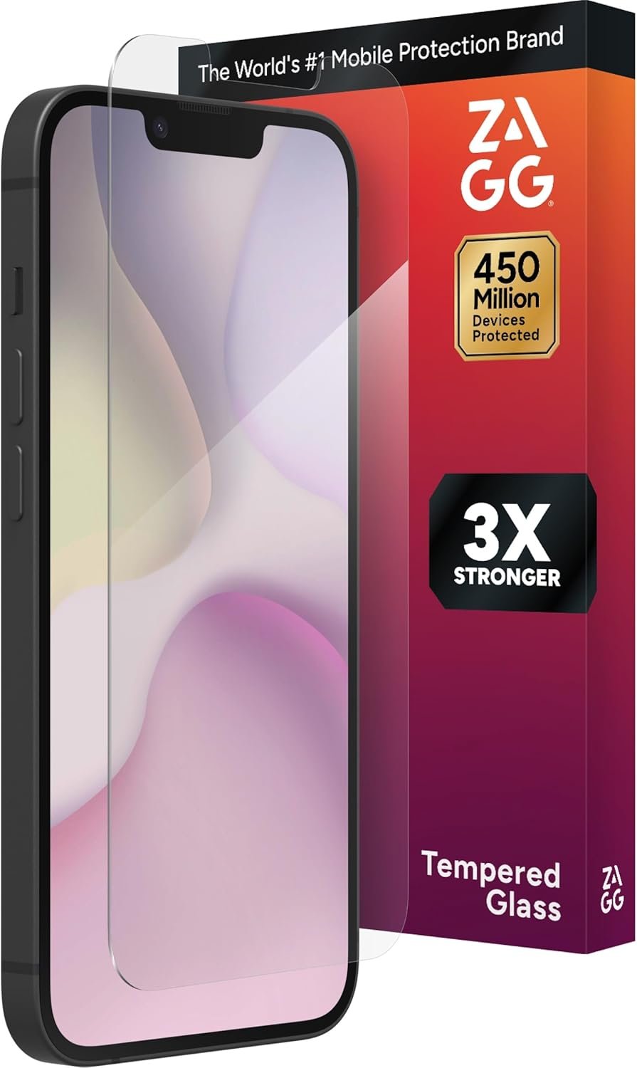 ZAGG Glass+ tempered-glass screen protector with an install tray for a 6.1-inch iPhone.