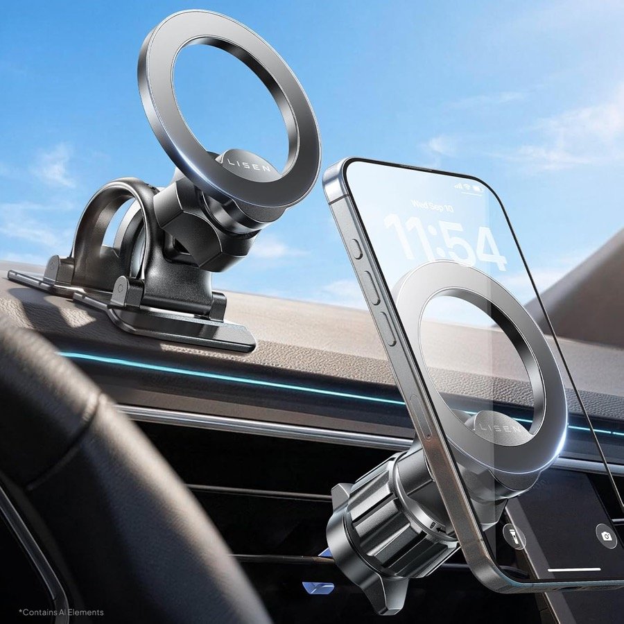LISEN MagSafe 2-in-1 Vent/Dashboard Car Phone Mount - Black