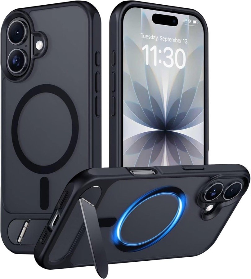 Temdan iPhone 17 Magnetic Case with Invisible Kickstand - Black