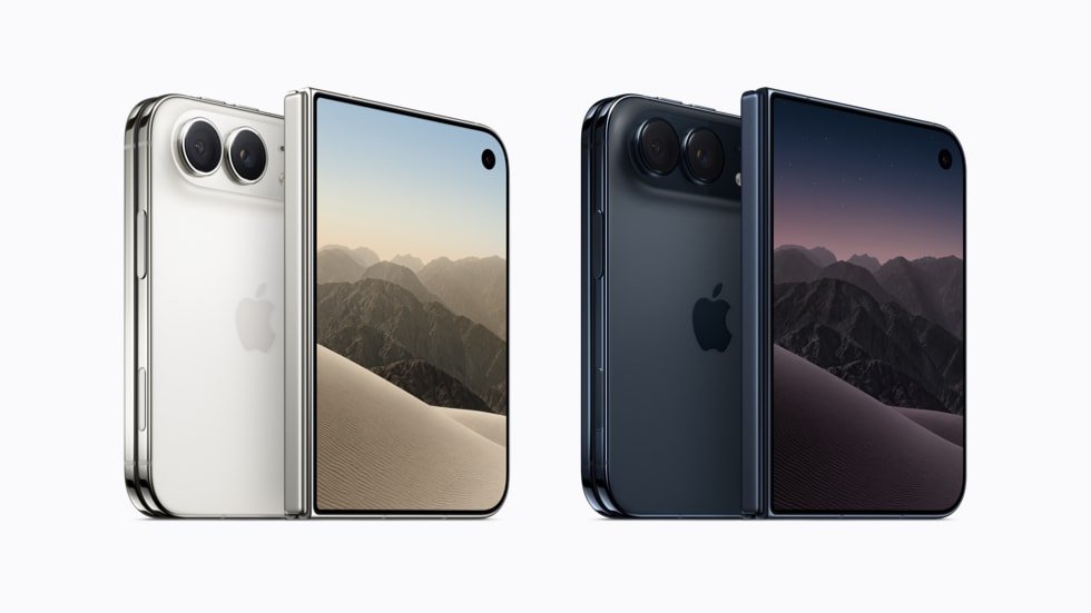 iPhone Duo in Star White and Night Sky, open and closed